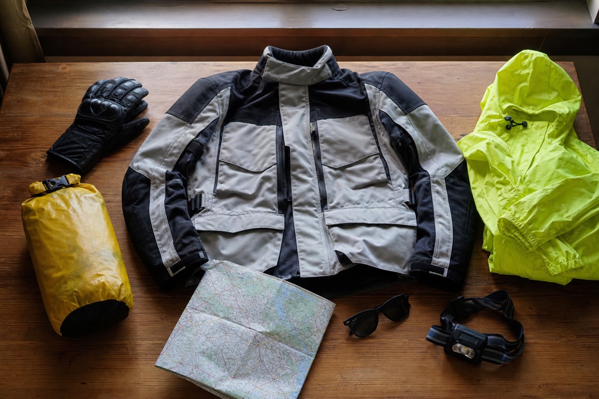 Riding gear laid out before setting off on the loop